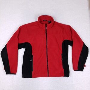 River's End Fleece Jacket Small Red Black Full Zip Outdoor Colorblock Warm Coat